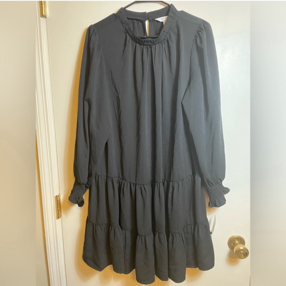 NWT Nine West Whimsigoth Little Black Dress Long-Sleeve Tired Mini Sz 0x